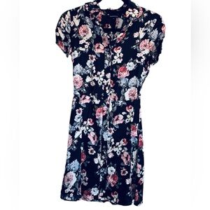 Olivaceous Pink and White Puff Sleeve Sundress Polo Dress